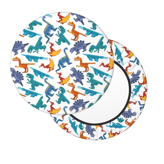Lsque Block Dinosaur Round Bar chair cushion covers Velvet Fabric Premium Comfort Protects from Scratches and Stains for 14-17 Inch Chair- 12 inch