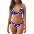 thumbnail image 1 of Lsque Blue And White Polka Dot Pattern Women Two Piece Swimsuit Sexy Swimwear Halter String Triangle Bikini Sets, 1 of 6