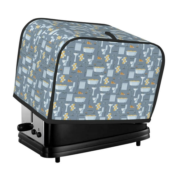 Lsque Blue Bathroom Print 2 Slice Toaster Cover , Kitchen Appliance Dustproof Protector , Toaster Protector Dustproof Kitchen Appliance Cover