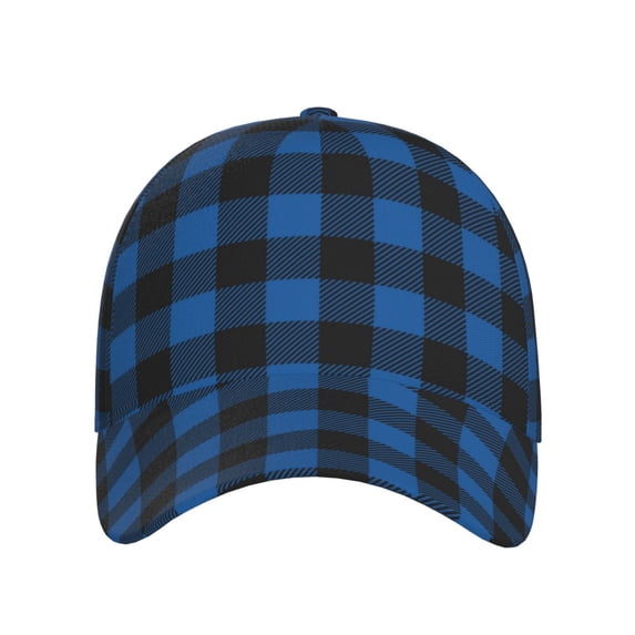 Lsque Blue Black Plaid Baseball Cap Trucker Low Profile Hat Golf Dad Hat Adjustable Original Classic Unconstructed Plain Cap Men Women