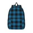 thumbnail image 1 of Lsque Blue Black Plaid Pattern Canvas Daypack, Durable Backpack, High-quality Versatile Backpack,Vintage Compact Backpack-Small, 1 of 6