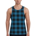 thumbnail image 1 of Lsque Blue Black Plaid Pattern Mens Tank Tops Muscle Athletic Quick Dry Sleeveless Workout Fitness T Shirts Beach Tank Top, Loose-fit Sleeveless Shirt for Men-, 1 of 7