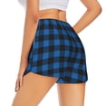 thumbnail image 1 of Lsque Blue Black Plaid Printed Women's Running Shorts with Liner Pockets,Elastic Quick Dry Workout Athletic Gym Yoga Shorts,Womens High Waist Shorts-Large, 1 of 9