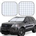 thumbnail image 1 of Lsque Blue Checkboard 2 PCS Windshield Sun Shade | CarFoldable Window Covers | Car Accessories Reflect UV for Universal Cars SUV Truck | Large, 1 of 7