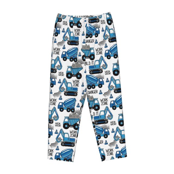 Lsque Blue Excavator Print Women's Pajama Pants, Lounge Pant - Comfortable Home Wear,Elastic Waistband, Stylish Design-Small