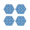thumbnail image 1 of Lsque Blue Fish Pattern 4" Drink Coasters Set of 4, PVC Leather Absorbent Coasters, Table Coaster Set Decorative Coffee Cup Coasters Housewarming Gift -Hexagon, 1 of 6