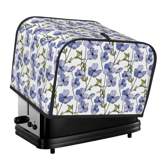 Lsque Blue Flax Flowers Print 4 Slice Toaster Cover , Kitchen Appliance Dustproof Protector , Toaster Protector Dustproof Kitchen Appliance Cover