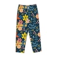thumbnail image 1 of Lsque Blue Floral Print Women's Pajama Pants, Lounge Pant - Comfortable Home Wear,Elastic Waistband, Stylish Design-Medium, 1 of 9