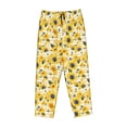thumbnail image 1 of Lsque Blue Floral Sunflower Print Women's Pajama Pants, Lounge Pant - Comfortable Home Wear,Elastic Waistband, Stylish Design-Medium, 1 of 9