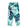 thumbnail image 1 of Lsque Blue Floral with Butterflies Print Women's Pajama Pants, Lounge Pant - Comfortable Home Wear,Elastic Waistband, Stylish Design-Small, 1 of 9