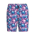 thumbnail image 1 of Lsque Blue Flower Skull Mens Sleep Pajama Shorts,Short Pajama Pants, Cotton Ultra-Soft Knit-X-Large, 1 of 9