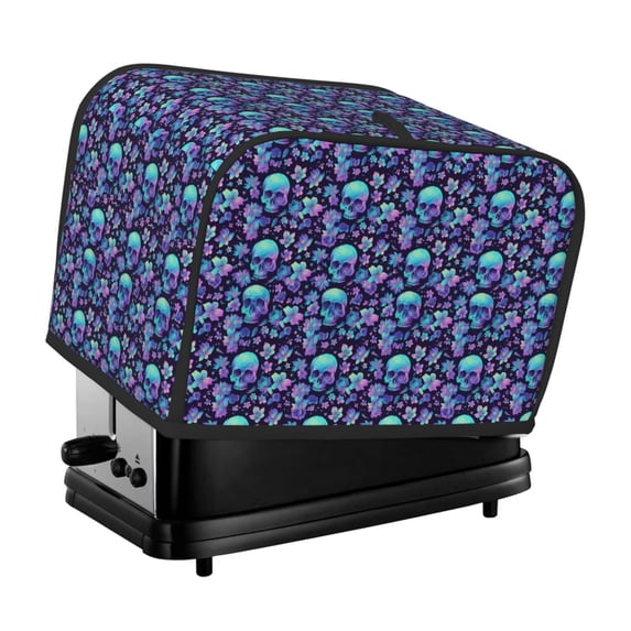 Lsque Blue Flower Skull Print 2 Slice Toaster Cover , Kitchen Appliance Dustproof Protector , Toaster Protector Dustproof Kitchen Appliance Cover