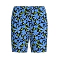 thumbnail image 1 of Lsque Blue Flowers Mens Sleep Pajama Shorts,Short Pajama Pants, Cotton Ultra-Soft Knit-Small, 1 of 9