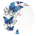 thumbnail image 1 of Lsque Blue Flying Butterflies Print Christmas Tree Skirt, Tree Skirt with Ties or Velcro, Perfect for Holiday Decorations, Halloween, and New Year-30", 1 of 7