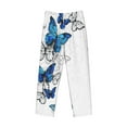 thumbnail image 1 of Lsque Blue Flying Butterflies Print Men's Pajama Pants, Lounge Pant - Comfortable Home Wear,Elastic Waistband, Stylish Design-Large, 1 of 9