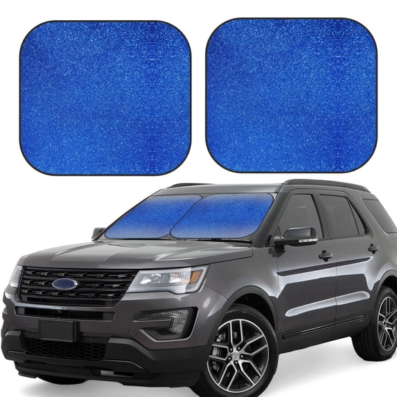 Lsque Blue Glitter 2 PCS Windshield Sun Shade | CarFoldable Window Covers | Car Accessories Reflect UV for Universal Cars SUV Truck | Small