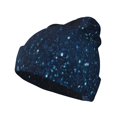thumbnail image 1 of Lsque Blue Glitter Retro Pattern Knitted Beanie, Unisex Winter Hat, Knit Hat Winter Beanies Thick Fisherman Beanies Cuffed Plain Skull Caps, 1 of 6