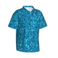 thumbnail image 1 of Lsque Blue Glitter pattern Hawaiian Shirt for Men, Unisex Summer Beach Casual Short Sleeve Button Down Shirts-3X-Large, 1 of 9