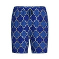 thumbnail image 1 of Lsque Blue Gold Grid Lantern Shapes Mens Sleep Pajama Shorts,Short Pajama Pants, Cotton Ultra-Soft Knit-4X-Large, 1 of 9