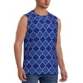 thumbnail image 1 of Lsque Blue Gold Grid Lantern Shapes Print Men's Cotton Blend Sleeveless Muscle Shirts (S-3XL)- Moisture Wicking, Odor Protection, UPF 30+,Small, 1 of 8