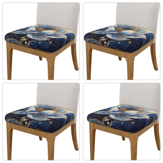 Lsque Blue Golden Dream Lotus Printed Square Couch Cushion Covers, Floral Sofa Cushion Covers Replacement, Stretch Couch Covers for Couch-16.9in