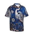 thumbnail image 1 of Lsque Blue Heron Floral Garden pattern Hawaiian Shirt for Men, Unisex Summer Beach Casual Short Sleeve Button Down Shirts-Small, 1 of 9