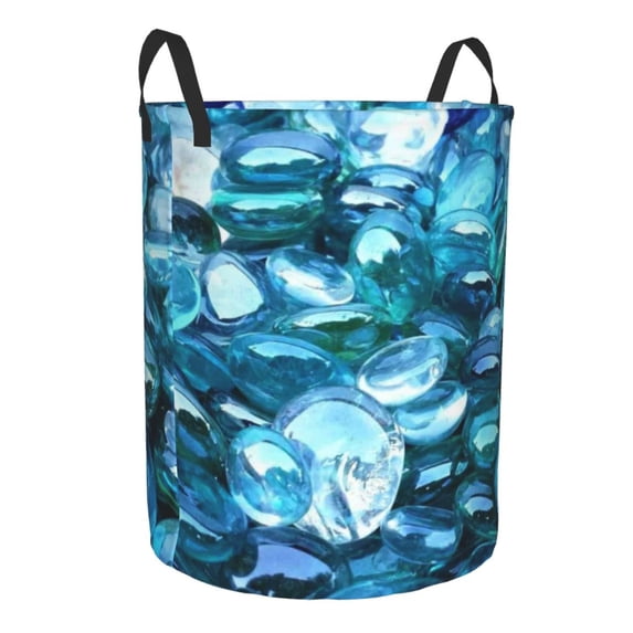 Lsque Blue Kyanite pattern Laundry Hamper Basket, Tall Woven Rope Hamper Basket for Clothes, Lightweight Storage Basket, Collapsible Waterproof-Small
