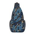 thumbnail image 1 of Lsque Blue Leaves A Pattern Cross Chest Bag Diagonally – Premium Durable Front Chest Sling with Adjustable Padded Strap, High-Capacity Storage, 1 of 7