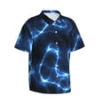 thumbnail image 1 of Lsque Blue Lightning pattern Hawaiian Shirt for Men, Unisex Summer Beach Casual Short Sleeve Button Down Shirts-X-Large, 1 of 9