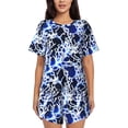 thumbnail image 1 of Lsque Blue Lightning2 Women's Short-Sleeved Pajama Set - 2 Piece Soft and Lightweight Sleepwear Set-Medium, 1 of 9
