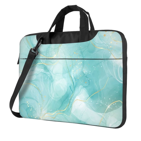 Lsque Blue Marble Pattern Laptop Bag – Portable & Slim Single-Shoulder Computer Case with Adjustable Strap, Protective, Lightweight for 13”/14”/15.6” Laptops