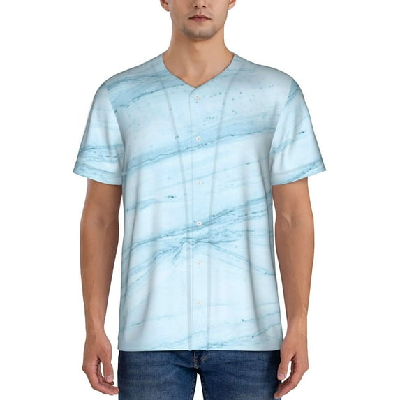 Lsque Blue Marble Pattern Mens Polo Golf Shirts Funny Graphics Shorts Sleeve Button Shirts Baseball T-shirt-3X-Large