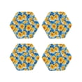 thumbnail image 1 of Lsque Blue Ocean Wave Sunflower Pattern 4" Drink Coasters Set of 4, PVC Leather Absorbent Coasters, Table Coaster Set Decorative Coffee Cup Coasters Housewarming Gift -Hexagon, 1 of 6