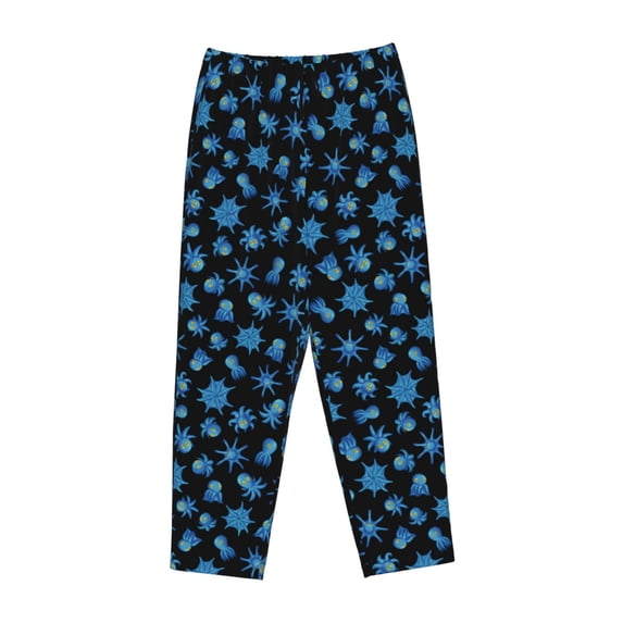 Lsque Blue Octopus Print Women's Pajama Pants, Lounge Pant - Comfortable Home Wear,Elastic Waistband, Stylish Design-Small