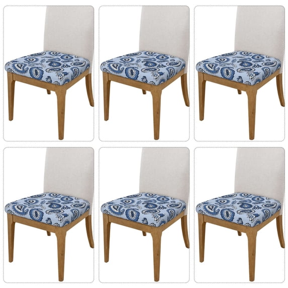 Lsque Blue Paisley Pattern Vintage Printed Square Couch Cushion Covers, Floral Sofa Cushion Covers Replacement, Stretch Couch Covers for Couch-16.9in