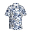 thumbnail image 1 of Lsque Blue Paisley pattern Hawaiian Shirt for Men, Unisex Summer Beach Casual Short Sleeve Button Down Shirts-Medium, 1 of 9
