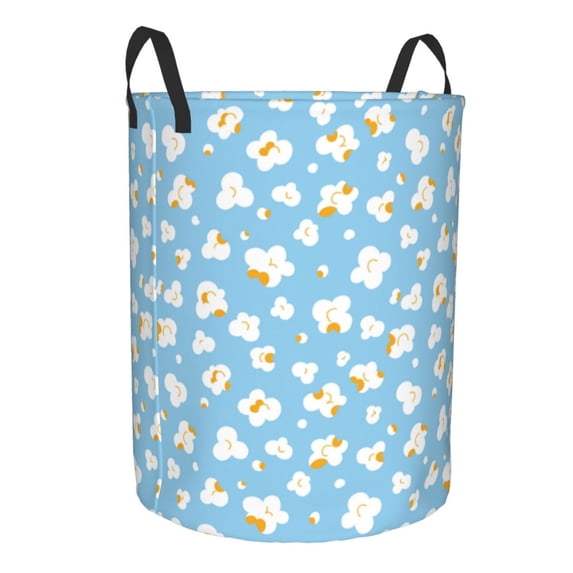 Lsque Blue Popcorn pattern Laundry Hamper Basket, Tall Woven Rope Hamper Basket for Clothes, Lightweight Storage Basket, Collapsible Waterproof-Medium