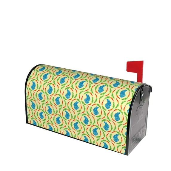 Lsque Blue Rabbit Mailbox Cover Standard Size ,Magnetic Mailbox Covers Post Wraps Letter Box Cover -21x18 in