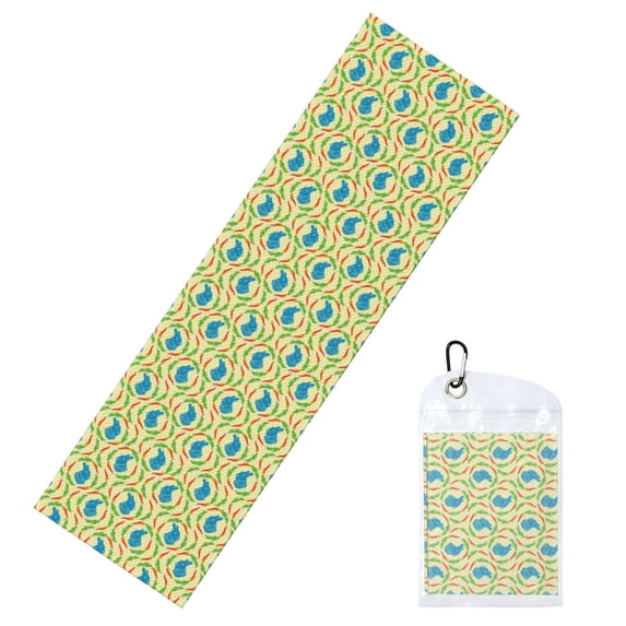 Lsque Blue Rabbit Printed Cooling Towel (40"x 12"), Ice Towel, Microfiber, Soft Breathable Chilly Towel for Yoga, Sport, Gym, Workout, Fitness, Running