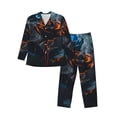 thumbnail image 1 of Lsque Blue and Red Roses Artwork Pattern Long Sleeve Pajama Set for Men - Soft 2-Piece Sleepwear and Loungewear Set with Pockets, Comfy Nightwear-Small, 1 of 7