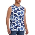 thumbnail image 1 of Lsque Blue Roses Print Men's Cotton Blend Sleeveless Muscle Shirts (S-3XL)- Moisture Wicking, Odor Protection, UPF 30+,Small, 1 of 8