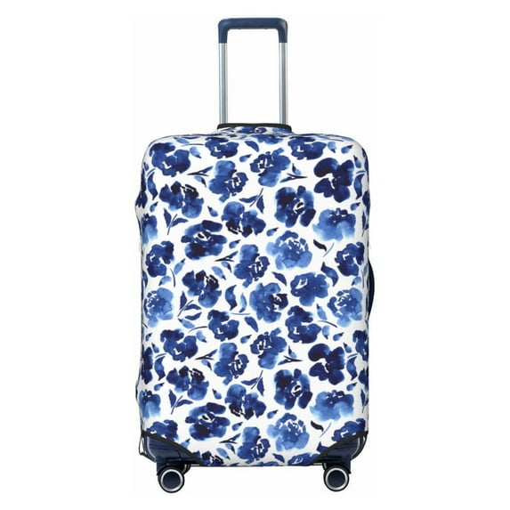 Lsque Blue Roses Printed Luggage Cover, Travel Luggage Protector,Scratch and Dirt Resistant, Fits 18-32 Inch Luggage - Large