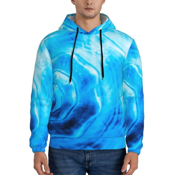 Lsque Blue Shell Pattern Casual Men's Hoodie,Hooded Sweatshirt with Kangaroo Pocket,Pullover Hoodie-Small