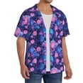 thumbnail image 1 of Lsque Blue Skull Rose print Men's Cuban Collar Short Sleeve Shirt Summer Beachwear Casual Button Down Fashionable Vacation Leisure Shirt-XX-Large, 1 of 7