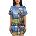 thumbnail image 1 of Lsque Blue Sky Dog Women's Short-Sleeved Pajama Set - 2 Piece Soft and Lightweight Sleepwear Set-Medium, 1 of 9