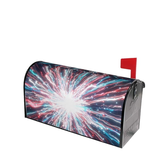 Lsque Blue Swirl Fireworks Mailbox Cover Standard Size ,Magnetic Mailbox Covers Post Wraps Letter Box Cover -25.5x21 in