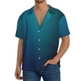 thumbnail image 1 of Lsque Blue and Teal Gradient Print Men's Cuban Collar Short Sleeve Shirt Summer Beachwear Casual Button Down Fashionable Vacation Leisure Shirt-4X-Large, 1 of 5