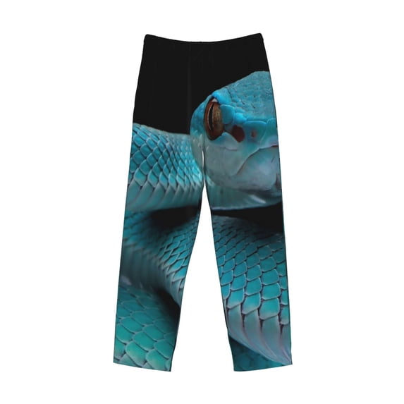Lsque Blue Viper Snake1 Print Men's Pajama Pants, Lounge Pant - Comfortable Home Wear,Elastic Waistband, Stylish Design-X-Large