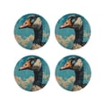 thumbnail image 1 of Lsque Blue Watercolor Duck Pattern 4" Drink Coasters Set of 4, PVC Leather Absorbent Coasters, Table Coaster Set Decorative Coffee Cup Coasters Housewarming Gift -Round Shape, 1 of 6