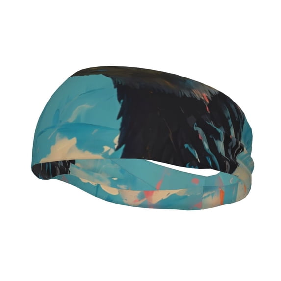 Lsque Blue Watercolor Duck Pattern Sweatbands Sports Headband for Men & Women - Moisture Wicking Athletic Cotton Terry Cloth Sweatband for Tennis, Basketball, Running